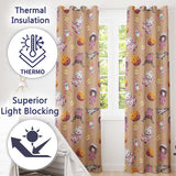 Cat Astronaut Girl Rockets Stars Space Seamless  Peach Background  Readymade Eyelet Ring Top Thermal 100% Blackout Curtains