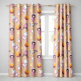 Cat Astronaut Girl Rockets Stars Space Seamless  Peach Background  Readymade Eyelet Ring Top Thermal 100% Blackout Curtains