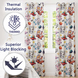 Space Animals Astronaut Dog Bunny UFO Stars Planets Seamless  White Background  Readymade Eyelet Ring Top Thermal 100% Blackout Curtains
