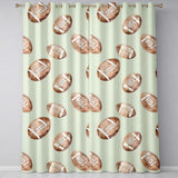 Watercolor American Football Balls on Soft Green Background Seamless Pattern  Readymade Eyelet Ring Top Thermal 100% Blackout Curtains