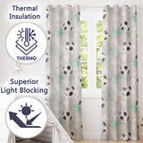 Watercolor Soccer Balls on Soft Green Background Seamless Pattern  Readymade Eyelet Ring Top Thermal 100% Blackout Curtains