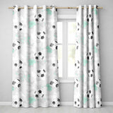 Watercolor Soccer Balls on Soft Green Background Seamless Pattern  Readymade Eyelet Ring Top Thermal 100% Blackout Curtains