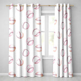Watercolor Baseball Balls on Soft Beige Background Seamless Pattern  Readymade Eyelet Ring Top Thermal 100% Blackout Curtains
