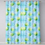 Watercolor Tennis Balls on Soft Blue Background Seamless Pattern  Readymade Eyelet Ring Top Thermal 100% Blackout Curtains