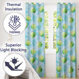 Watercolor Tennis Balls on Soft Blue Background Seamless Pattern  Readymade Eyelet Ring Top Thermal 100% Blackout Curtains