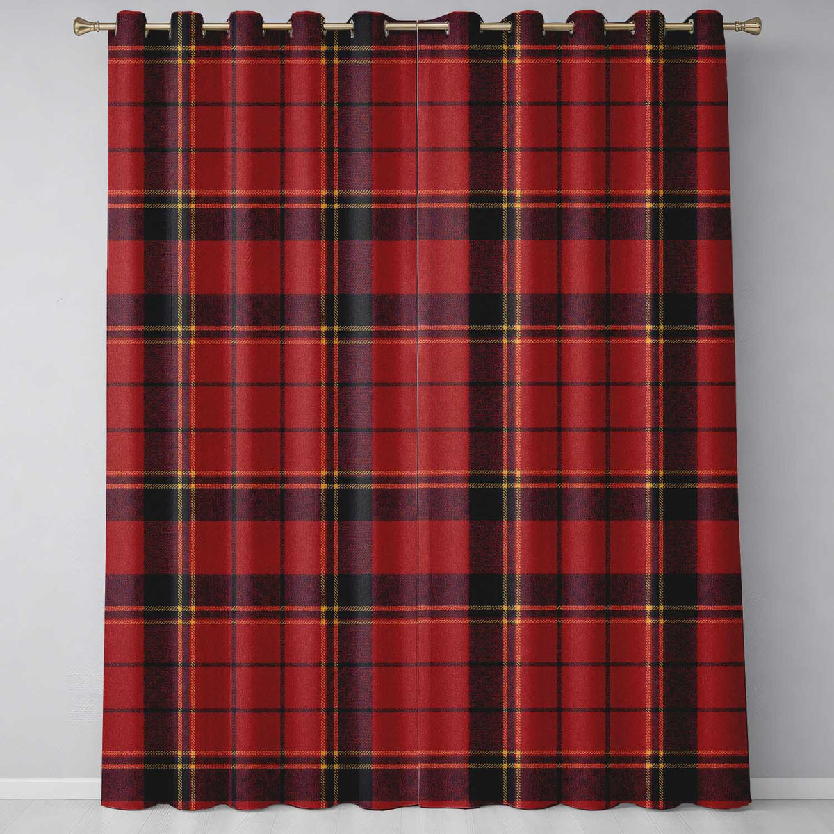 Bold Red Black Classic Tartan Plaid  Texture Seamless Pattern  Readymade Eyelet Ring Top Thermal 100% Blackout Curtains