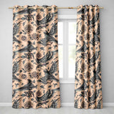 Elegant Birds Roses Vintage Art Seamless Pattern  Readymade Eyelet Ring Top Thermal 100% Blackout Curtains