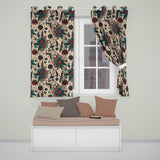Abstract Floral Folk Art Tattoo Seamless Pattern  Readymade Eyelet Ring Top Thermal 100% Blackout Curtains