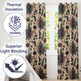 Abstract Floral Folk Art Tattoo Seamless Pattern  Readymade Eyelet Ring Top Thermal 100% Blackout Curtains