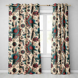 Abstract Floral Folk Art Tattoo Seamless Pattern  Readymade Eyelet Ring Top Thermal 100% Blackout Curtains