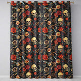 Dark Skull Floral Dagger Tattoo Seamless Pattern  Readymade Eyelet Ring Top Thermal 100% Blackout Curtains