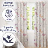 Cute Pink Butterfly Hearts Seamless Pattern  Readymade Eyelet Ring Top Thermal 100% Blackout Curtains