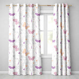 Cute Pink Butterfly Hearts Seamless Pattern  Readymade Eyelet Ring Top Thermal 100% Blackout Curtains