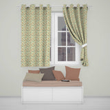 Retro Floral Pots Orange Blue Seamless Pattern  Readymade Eyelet Ring Top Thermal 100% Blackout Curtains