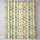 Retro Floral Pots Orange Blue Seamless Pattern  Readymade Eyelet Ring Top Thermal 100% Blackout Curtains