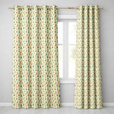 Retro Floral Pots Orange Blue Seamless Pattern  Readymade Eyelet Ring Top Thermal 100% Blackout Curtains