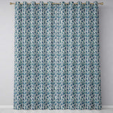 Elegant Blue Art Nouveau Women Seamless Pattern  Readymade Eyelet Ring Top Thermal 100% Blackout Curtains