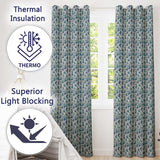Elegant Blue Art Nouveau Women Seamless Pattern  Readymade Eyelet Ring Top Thermal 100% Blackout Curtains