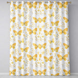 Yellow Butterflies Floral Spring Seamless Pattern  Readymade Eyelet Ring Top Thermal 100% Blackout Curtains