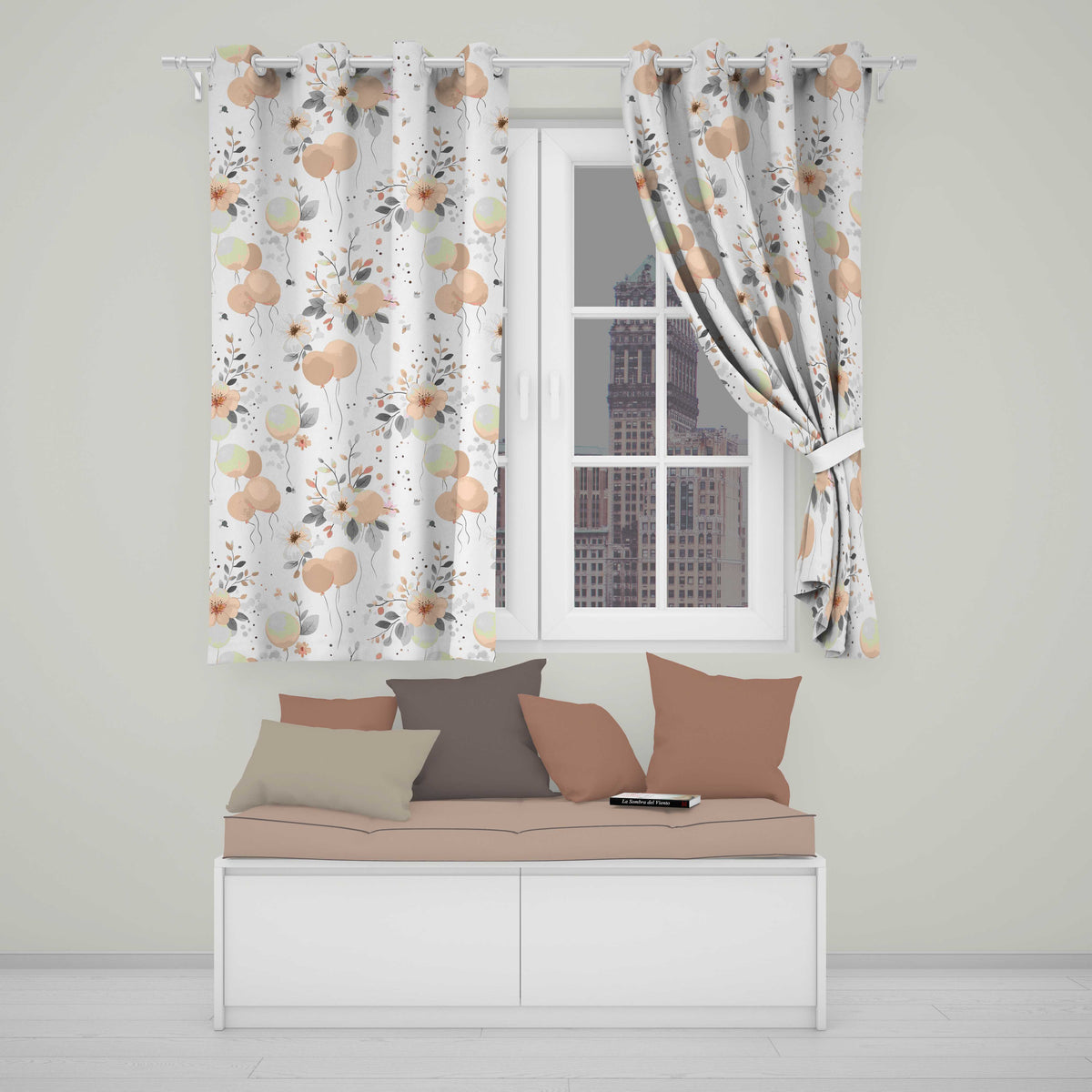 Soft Pastel Flowers Abstract Shapes Seamless Pattern  Readymade Eyelet Ring Top Thermal 100% Blackout Curtains