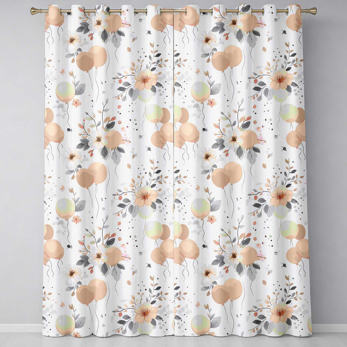 Soft Pastel Flowers Abstract Shapes Seamless Pattern  Readymade Eyelet Ring Top Thermal 100% Blackout Curtains