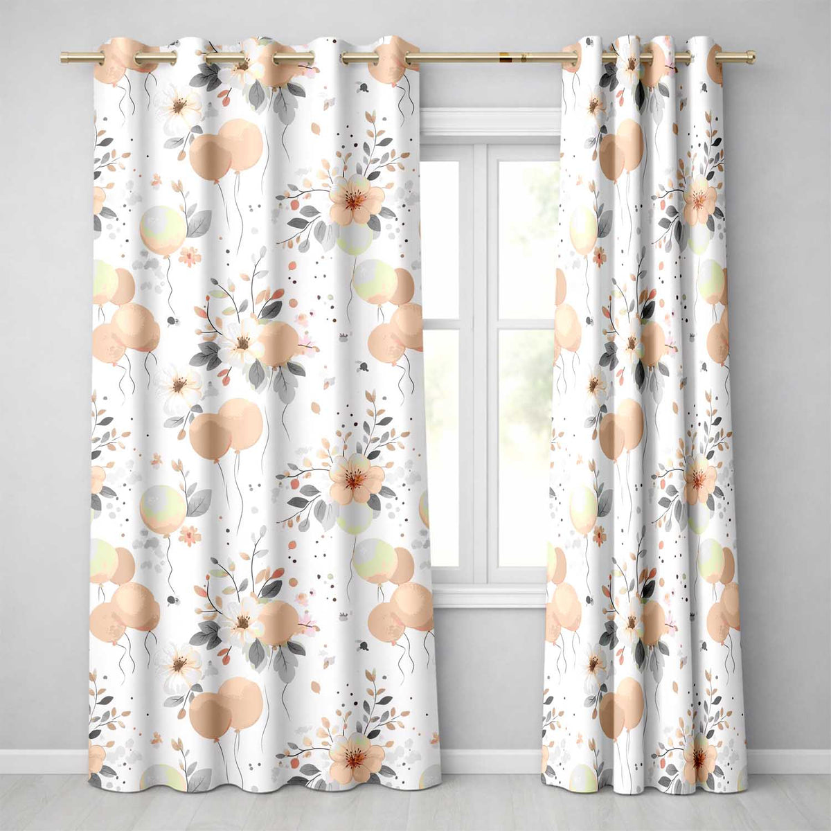 Soft Pastel Flowers Abstract Shapes Seamless Pattern  Readymade Eyelet Ring Top Thermal 100% Blackout Curtains