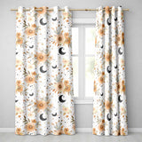 Boho Floral Moon Stars Neutral Seamless Pattern  Readymade Eyelet Ring Top Thermal 100% Blackout Curtains