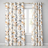 Cute Teddy Bear Floral Nursery Seamless Pattern  Readymade Eyelet Ring Top Thermal 100% Blackout Curtains