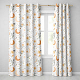 Boho Moon Stars Floral Dreamy Seamless Pattern  Readymade Eyelet Ring Top Thermal 100% Blackout Curtains