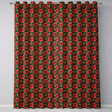 Tropical Red Hibiscus Dark Botanical Seamless Pattern  Readymade Eyelet Ring Top Thermal 100% Blackout Curtains