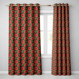Tropical Red Hibiscus Dark Botanical Seamless Pattern  Readymade Eyelet Ring Top Thermal 100% Blackout Curtains
