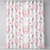 Soft Pink Floral Hot Air Balloon Watercolor Seamless Pattern  Readymade Eyelet Ring Top Thermal 100% Blackout Curtains