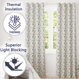 Delicate Hummingbird Floral Soft Blue Seamless Pattern  Readymade Eyelet Ring Top Thermal 100% Blackout Curtains