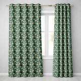 Vintage Hummingbird Lily Floral Dark Green Seamless Pattern  Readymade Eyelet Ring Top Thermal 100% Blackout Curtains