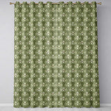 Vintage Lily Floral Green Art Nouveau Seamless Pattern  Readymade Eyelet Ring Top Thermal 100% Blackout Curtains