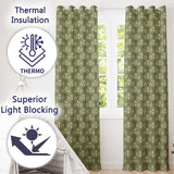 Vintage Lily Floral Green Art Nouveau Seamless Pattern  Readymade Eyelet Ring Top Thermal 100% Blackout Curtains