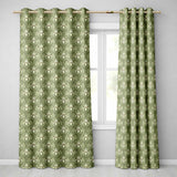 Vintage Lily Floral Green Art Nouveau Seamless Pattern  Readymade Eyelet Ring Top Thermal 100% Blackout Curtains