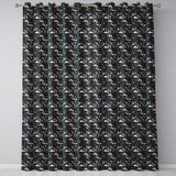 Elegant Japanese Women Floral Night Garden Seamless Pattern  Readymade Eyelet Ring Top Thermal 100% Blackout Curtains