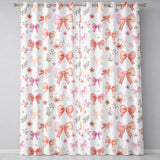 Watercolor Pink Bow Ribbon Cute Floral Seamless Pattern  Readymade Eyelet Ring Top Thermal 100% Blackout Curtains