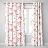Watercolor Pink Bow Ribbon Cute Floral Seamless Pattern  Readymade Eyelet Ring Top Thermal 100% Blackout Curtains