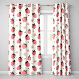Cute Strawberry Daisy Floral Soft Seamless Pattern  Readymade Eyelet Ring Top Thermal 100% Blackout Curtains