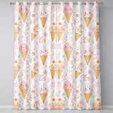 Cute Kawaii Ice Cream Floral Sweet Seamless Pattern  Readymade Eyelet Ring Top Thermal 100% Blackout Curtains