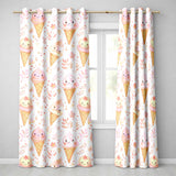 Cute Kawaii Ice Cream Floral Sweet Seamless Pattern  Readymade Eyelet Ring Top Thermal 100% Blackout Curtains