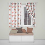 Soft Pink Heart Love Romantic Seamless Pattern  Readymade Eyelet Ring Top Thermal 100% Blackout Curtains