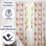 Soft Pink Heart Love Romantic Seamless Pattern  Readymade Eyelet Ring Top Thermal 100% Blackout Curtains
