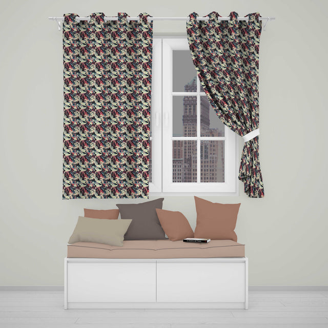 Retro Dark Abstract Paint Swirl Seamless Pattern  Readymade Eyelet Ring Top Thermal 100% Blackout Curtains
