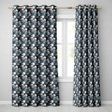 Moonlit Forest Trees and Abstract Circles on Dark Blue Seamless Pattern  Readymade Eyelet Ring Top Thermal 100% Blackout Curtains