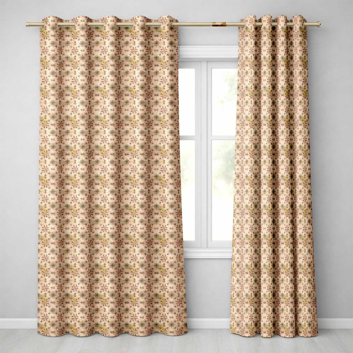 Elegant Floral Vintage Pattern in Soft Neutral Tones Seamless Pattern  Readymade Eyelet Ring Top Thermal 100% Blackout Curtains