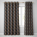 Colorful Autumn Owl Birds with Leaves Night Background Seamless Pattern  Readymade Eyelet Ring Top Thermal 100% Blackout Curtains