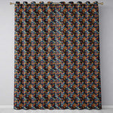 Colorful Cute Owl Birds with Autumn Leaves Dark Background Seamless Pattern  Readymade Eyelet Ring Top Thermal 100% Blackout Curtains